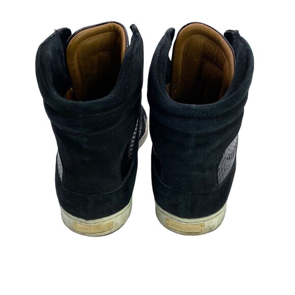 Jimmy Choo 8.5 Black Suede Alligator High Top Sneakers - Picture 6 of 12